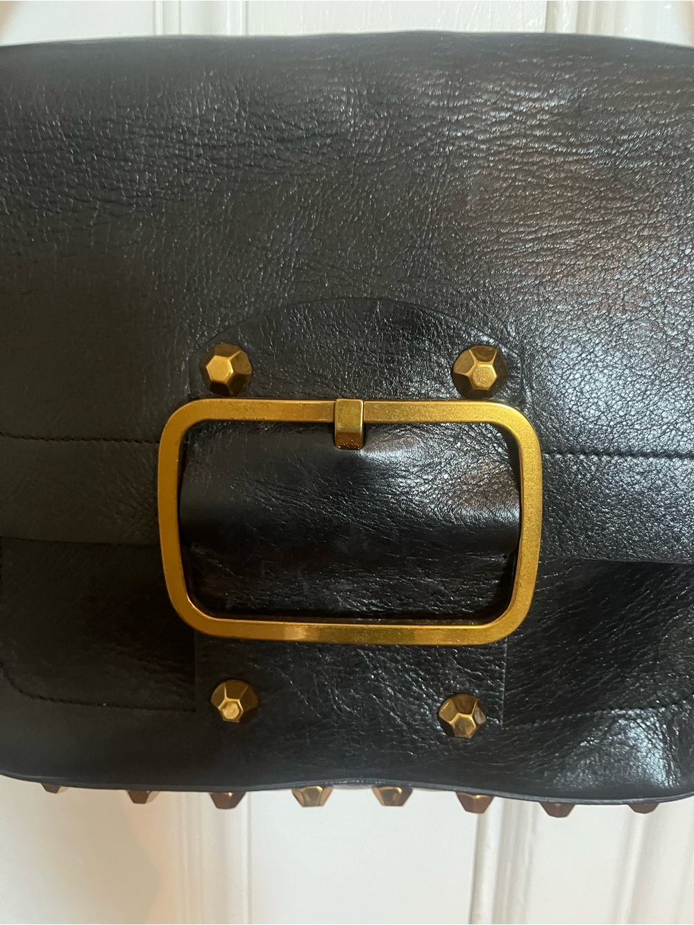 Tory Burch Runway Black Leather Shoulder Bag with Gold-Tone Studs - Picture 2 of 6